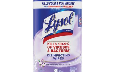 Disinfecting Wipes, 1-Ply, 7 x 7.25, Early Morning Breeze, White, 80 Wipes/Canister, 6 Canisters/Carton