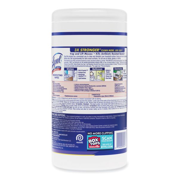 Disinfecting Wipes, 1-Ply, 7 x 7.25, Early Morning Breeze, White, 80 Wipes/Canister, 6 Canisters/Carton - Image 5