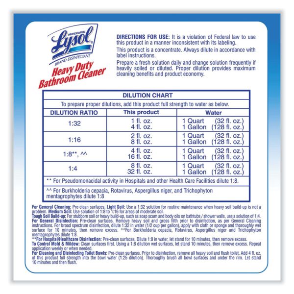 Disinfectant Heavy-Duty Bathroom Cleaner Concentrate, 1 Gal Bottle, 4/carton - Image 6