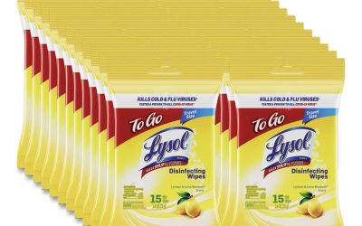 Disinfecting Wipes Flatpacks, 1-Ply, 6.69 x 7.87, Lemon and Lime Blossom, White, 15 Wipes/Flat Pack, 24 Flat Packs/Carton