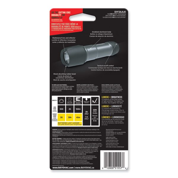 Virtually Indestructible LED Flashlight, 3 AAA Batteries (Included), Black - Image 2