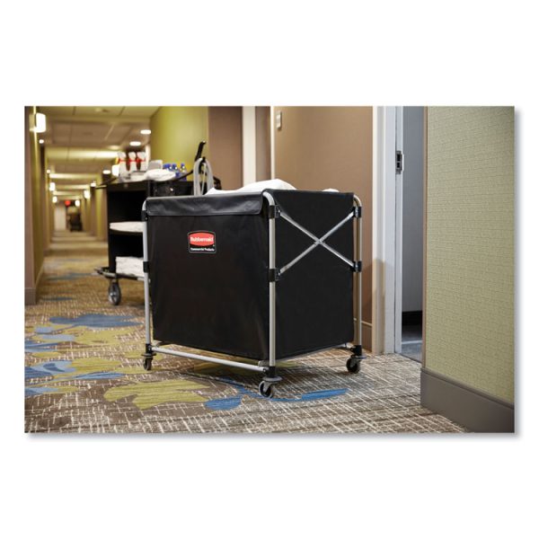 One-Compartment Collapsible X-Cart, Synthetic Fabric, 9.96 cu ft Bin, 24.1" x 35.7" x 34", Black/Silver - Image 6