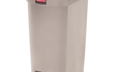 Slim Jim Streamline Resin Step-On Container, End Step Style, 13 gal, Polyethylene, Beige