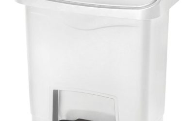 Slim Jim Streamline Resin Step-On Container, Front Step Style, 4 gal, Polyethylene, White