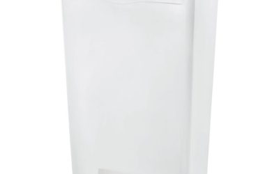 Slim Jim Streamline Resin Step-On Container, Front Step Style, 18 gal, Polyethylene, White
