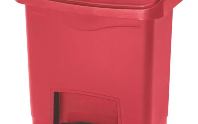 Slim Jim Streamline Resin Step-On Container, Front Step Style, 4 gal, Polyethylene, Red