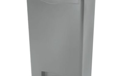 Slim Jim Streamline Resin Step-On Container, Front Step Style, 13 gal, Polyethylene, Gray