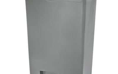 Streamline Resin Step-On Container, Front Step Style, 24 gal, Polyethylene, Gray