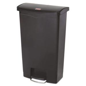 Slim Jim Streamline Resin Step-On Container, Front Step Style, 18 gal, Polyethylene, Black