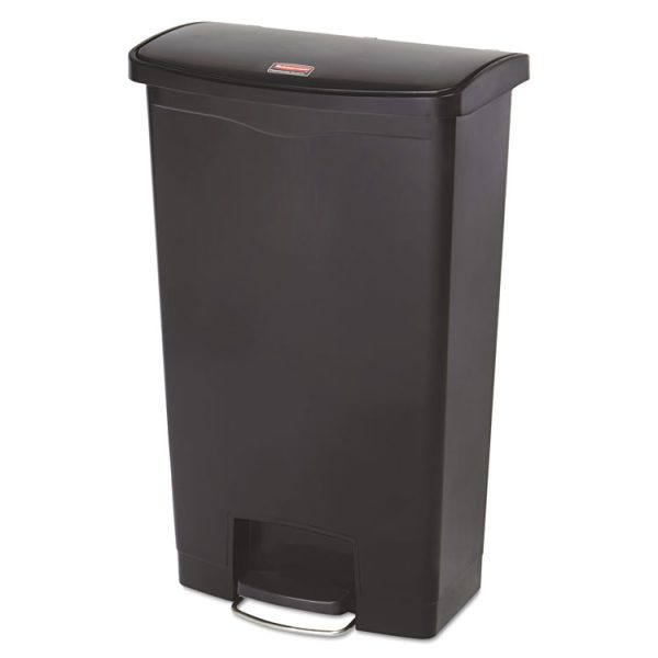 Slim Jim Streamline Resin Step-On Container, Front Step Style, 18 gal, Polyethylene, Black