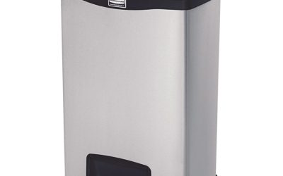 Slim Jim Stainless Steel Step-On Container, Front Step Style, 13 gal, Stainless Steel, Black