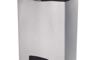 Slim Jim Stainless Steel Step-On Container, Front Step Style, 24 gal, Stainless Steel, Black