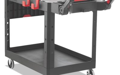 Heavy Duty Adaptable Utility Cart, Plastic, 2 Shelves, 500 lb Capacity, 25.2″ x 51.5″ x 36″, Black