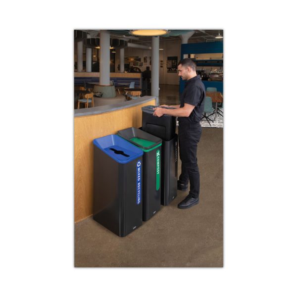 Sustain Decorative Refuse with Recycling Lid, 15 gal, Metal/Plastic, Black - Image 6