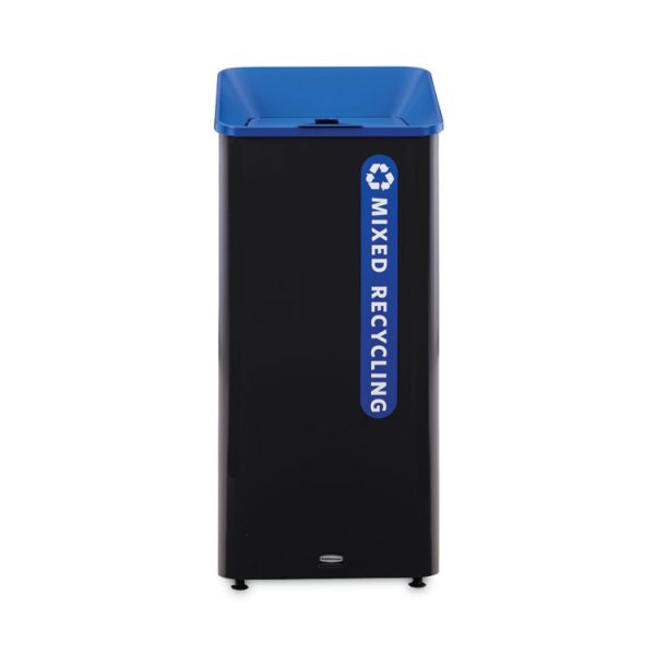 Sustain Decorative Refuse with Recycling Lid, 23 gal, Metal/Plastic, Black/Blue - Image 2