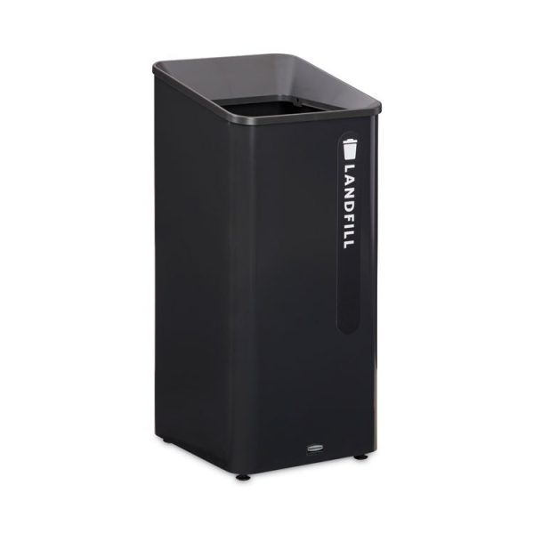 Sustain Decorative Refuse with Recycling Lid, 23 gal, Metal/Plastic, Black - Image 2