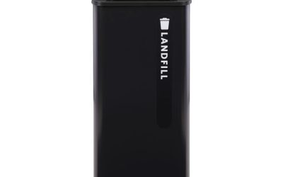 Sustain Decorative Refuse with Recycling Lid, 23 gal, Metal/Plastic, Black