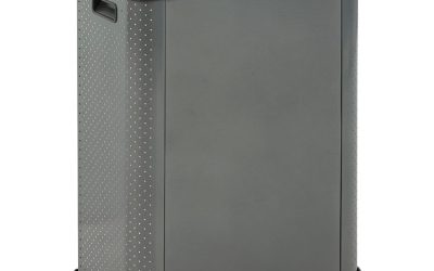 Elevate Decorative Refuse Container, Mixed Recycling, 23 gal, Plastic/Metal, Pearl Dark Gray