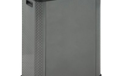 Elevate Decorative Refuse Container, Landfill, 23 gal, Plastic/Metal, Pearl Dark Gray