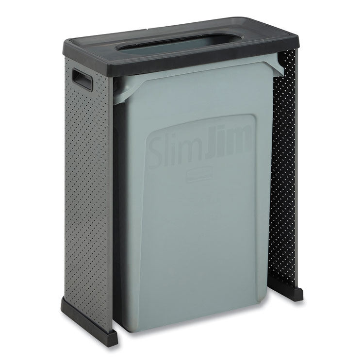 Elevate Decorative Refuse Container, Landfill, 23 gal, Plastic/Metal, Pearl Dark Gray - Image 2