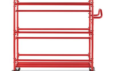 Tote Picking Cart, Metal, 3 Shelves, 450 lb Capacity, 57″ x 18.5″ x 55″, Red
