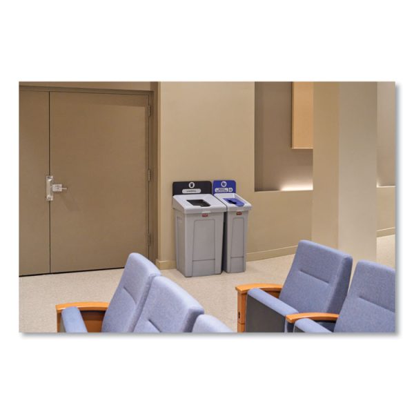 Slim Jim Recycling Station 1-Stream, Landfill Recycling Station, 33 gal, Resin, Gray - Image 4