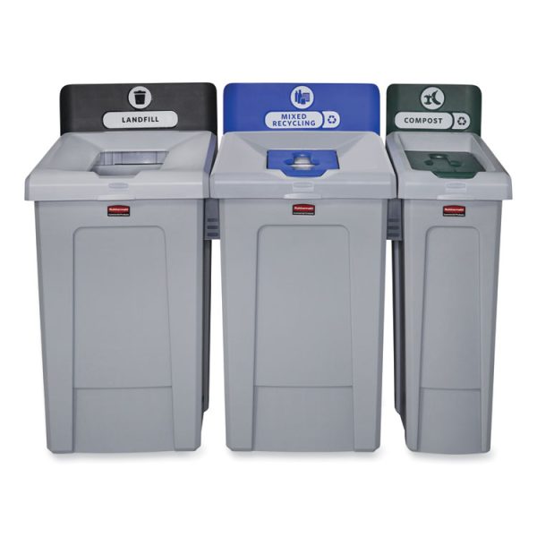 Slim Jim Recycling Station 1-Stream, Mixed Recycling Station, 33 gal, Resin, Gray - Image 2