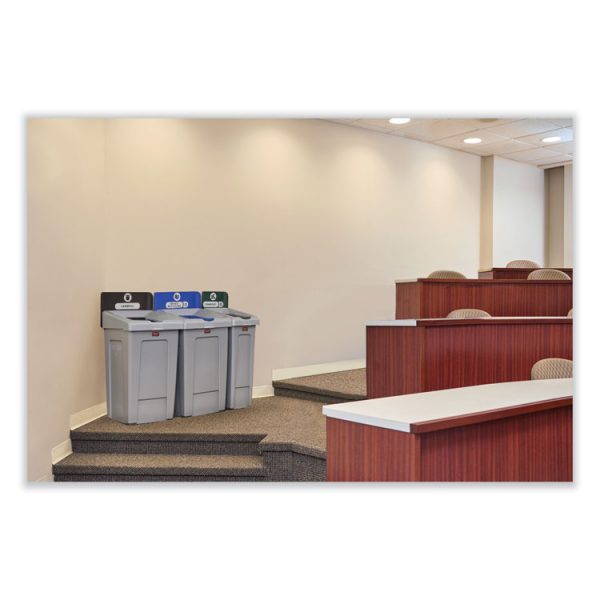 Slim Jim Recycling Station 1-Stream, Mixed Recycling Station, 33 gal, Resin, Gray - Image 3