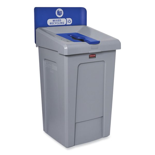 Slim Jim Recycling Station 1-Stream, Mixed Recycling Station, 33 gal, Resin, Gray - Image 4