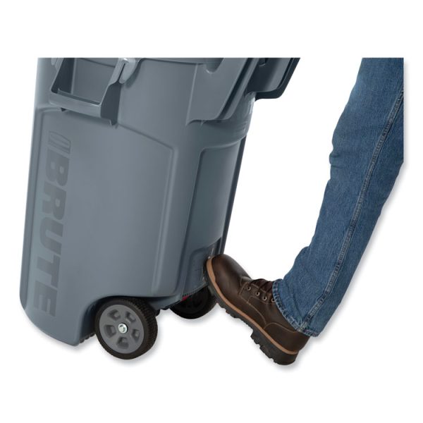 Vented Wheeled BRUTE Container, 32 gal, Plastic, Gray - Image 4