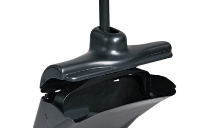 Lobby Pro Upright Dustpan, With Cover, 12.5w X 37h, Plastic Pan/metal Handle, Black