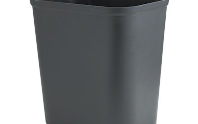 Fiberglass Wastebasket, 7 gal, Fiberglass, Black