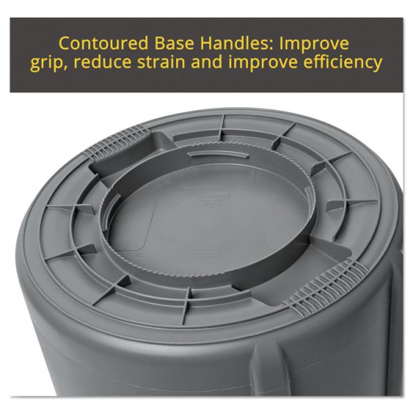 Vented Round Brute Container, 20 gal, Plastic, White - Image 4
