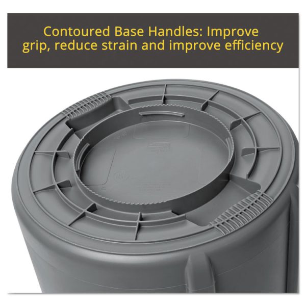 Vented Round Brute Container, 20 gal, Plastic, Yellow - Image 3