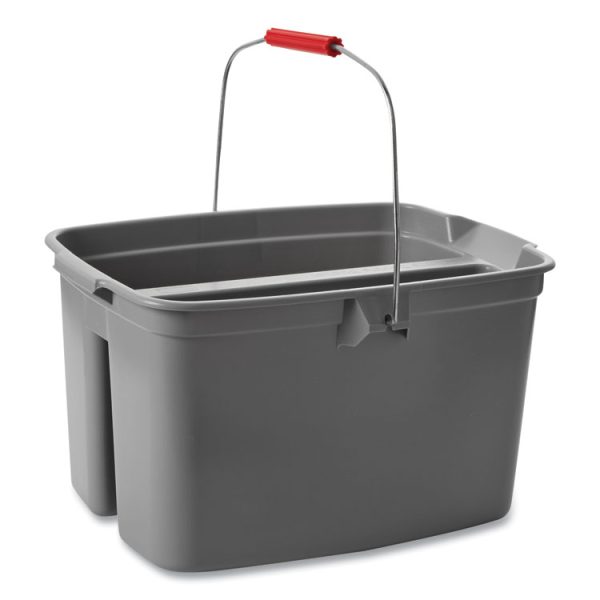 19 Quart Double Utility Pail, Plastic, Gray, 18 x 14.5 x 10 - Image 4