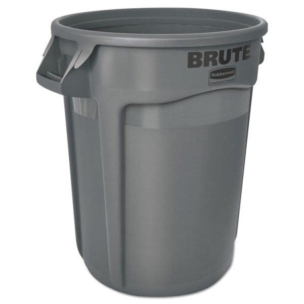 Vented Round Brute Container, 32 gal, Plastic, Gray - Image 2
