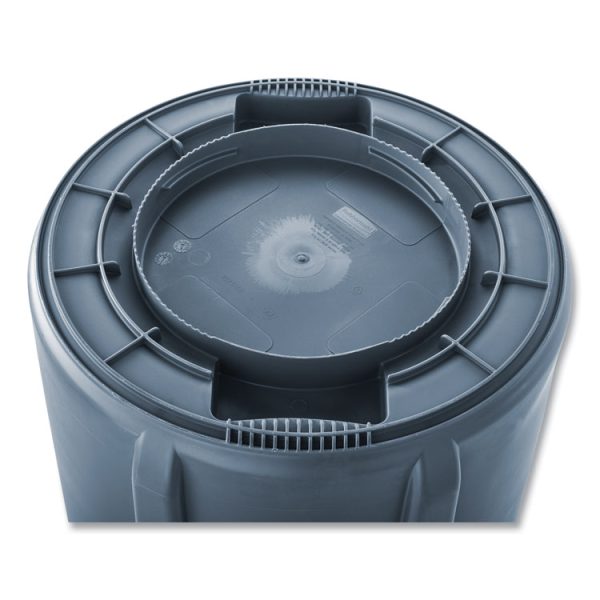 Vented Round Brute Container, 32 gal, Plastic, Gray - Image 4