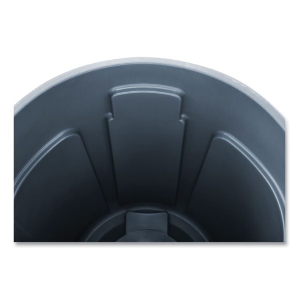Vented Round Brute Container, 32 gal, Plastic, Gray - Image 5