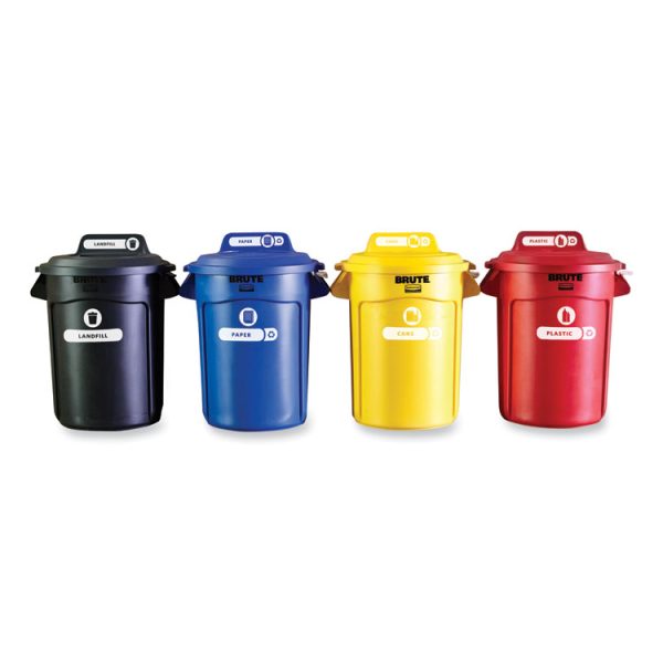 Vented Round Brute Container, 32 gal, Plastic, Red - Image 8