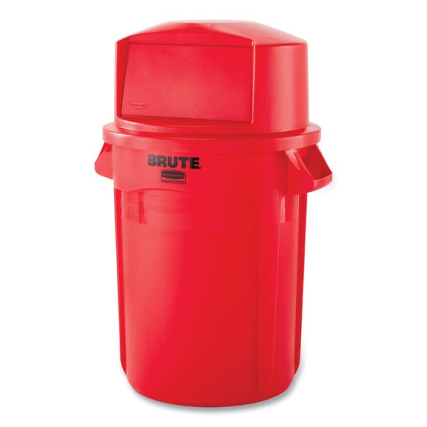 Vented Round Brute Container, 32 gal, Plastic, Red - Image 7