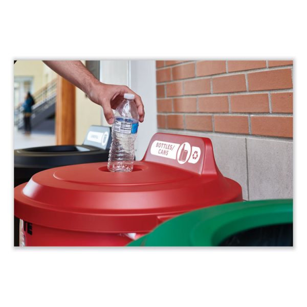 Vented Round Brute Container, 32 gal, Plastic, Red - Image 3