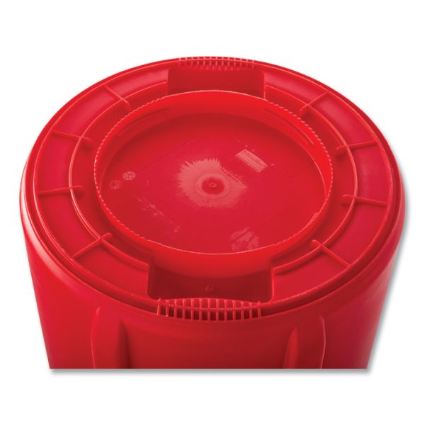 Vented Round Brute Container, 32 gal, Plastic, Red - Image 5