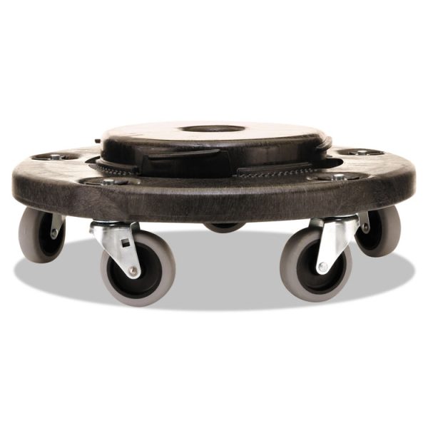 Brute Round Twist On/Off Dolly, 250 lb Capacity, 18" dia x 6.63"h, Fits 20 to 55 Gallon BRUTE Containers, Black - Image 4