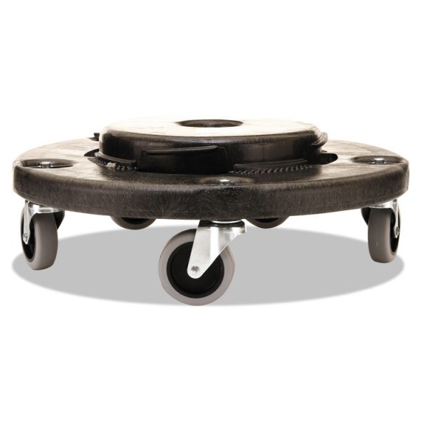 Brute Round Twist On/Off Dolly, 250 lb Capacity, 18" dia x 6.63"h, Fits 20 to 55 Gallon BRUTE Containers, Black - Image 2