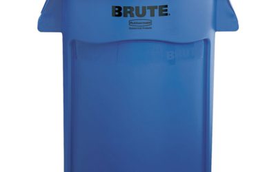 Vented Round Brute Container, 44 gal, Plastic, Blue
