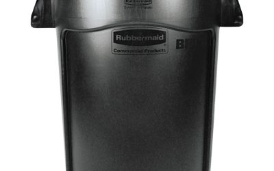 Vented Round Brute Container, 44 gal, Plastic, Black