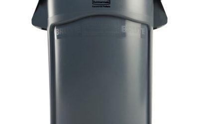 Vented Round Brute Container, 44 gal, Plastic, Gray