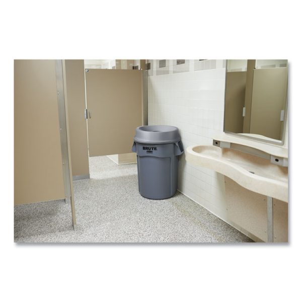 Vented Round Brute Container, 44 gal, Plastic, Gray - Image 3