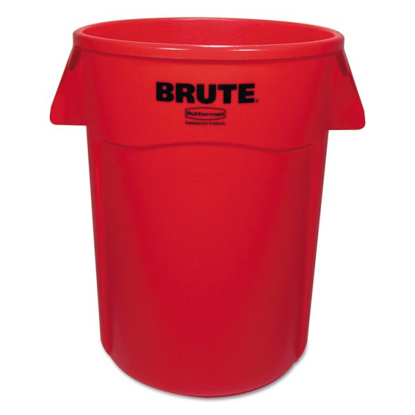 Vented Round Brute Container, 44 gal, Plastic, Red - Image 2