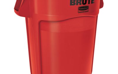 Vented Round Brute Container, 44 gal, Plastic, Red